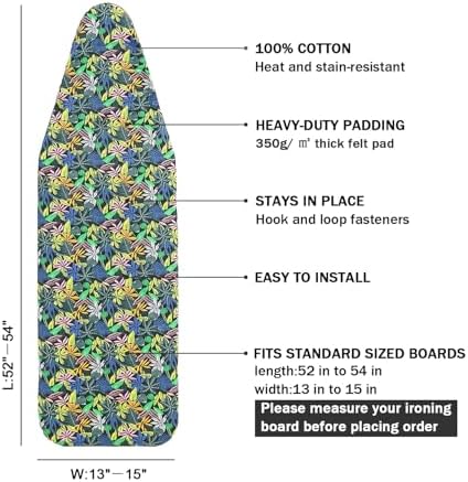 Ironing Board Cover and Pad Standard Size 15 x 54, 3 Pairs of Hook and Loop - Image 2