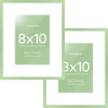 Homeforia 8x10 Picture Frame Sage Green, High End Metal 8 x 10 Poster Frames with Mat 5 by 7 Art, 10x8 Thin Frame Matted to 7x5 Photo, 8by10 Wall or Tabletop Frames, Tempered Glass, Wall Kit, Set of 2