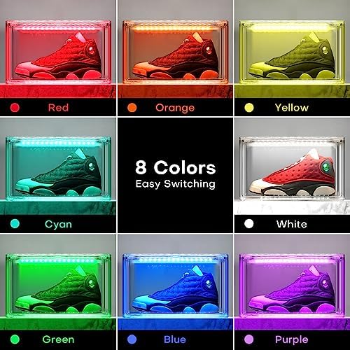 Oltraman LED Smart Shoe Boxes Display Case, Stackable Storage Organizers - Image 3