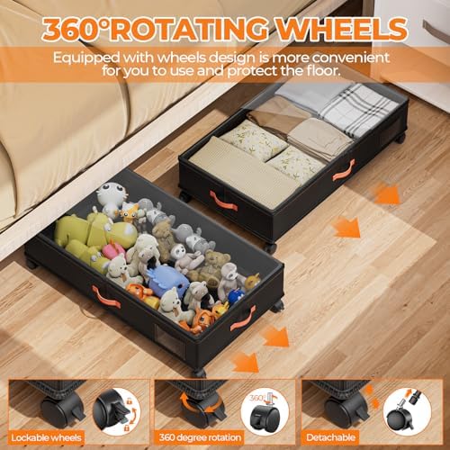 Under Bed Storage with Wheels, XXL Large Under the Bed Storage Organizer Bins - Image 5