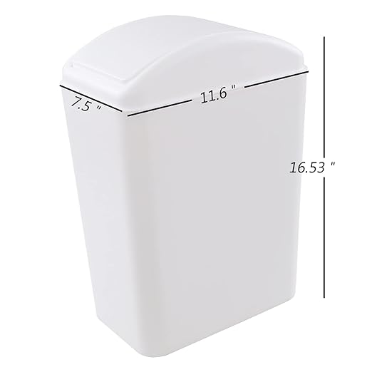 Vababa 3-Pack 4.5 Gallon Plastic Trash Can with Swing Lid, Swing-Top Waste Can, White