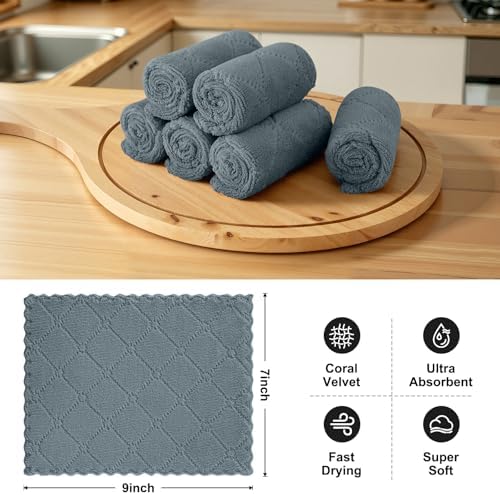 Homaxy Super Soft 18 Pack Coral Velvet Dish Cloths, Dark Grey - Image 2