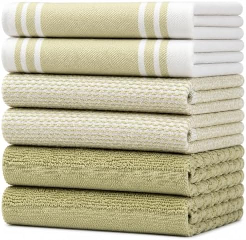 Premium Kitchen Towels 6 Pack 100% Cotton 20"x28" Dish Towels by BumbleTowels