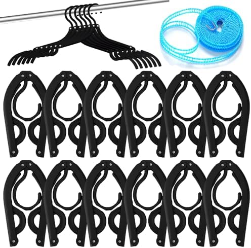 12 PCS Travel Hangers, Portable Folding Clothes Hangers Travel Accessories by Unknown