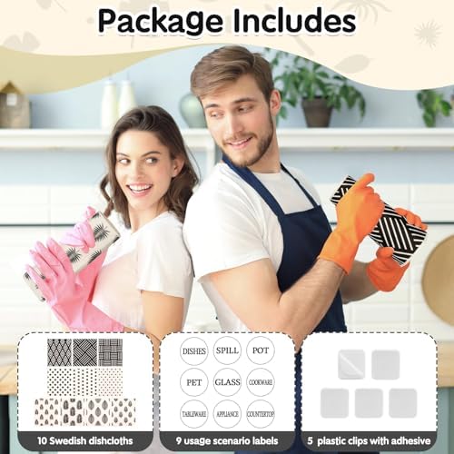 Lucomb 10 Pack Swedish Dish Cloths Reusable - Image 3