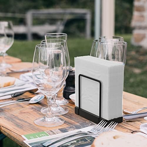Wican Napkin Holder for Table, Bamboo Iron Standing Napkin Dispenser - Image 4