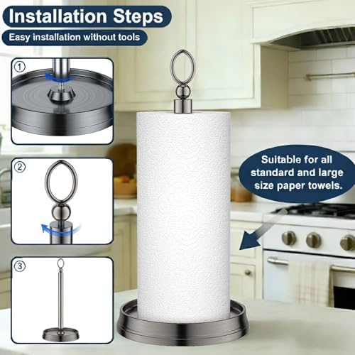 KASUNTO Paper Towel Holder Countertop Standing Paper Roll Holder, Paper Towel - Image 3