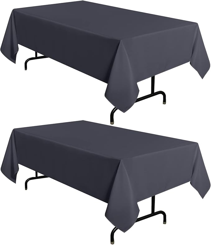 sancua 2 Pack Dark Grey Tablecloth 60 x 120 Inch, Rectangle 8 Feet Table Cloth - Stain and Wrinkle Resistant Washable Polyester Table Cover for Dining Tables, Buffet Parties and Camping