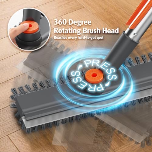 AIR U+ Floor Scrub Brush with Long Handle, 4 in 1 Floor Scrubber & Squeegee - Image 2