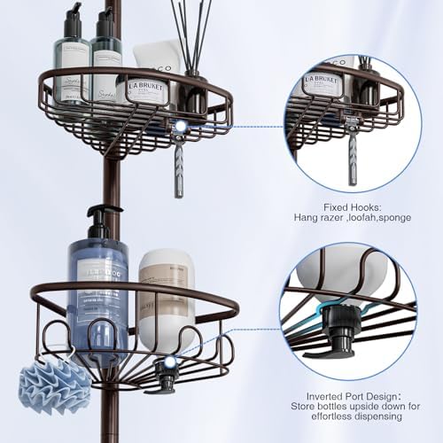 Corner Shower Caddy Tension Pole 4-Tier 47-121 Adjustable Stainless Steel - Image 3