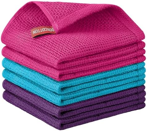 Nialnant 6 Pack Kitchen Towels, 100% Cotton, 12x12 Inches by Nialnant