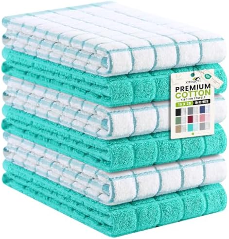 Kitinjoy Premium Kitchen Towels, Large 100% Cotton Terry 390 GSM Kitchen Hand by Kitinjoy
