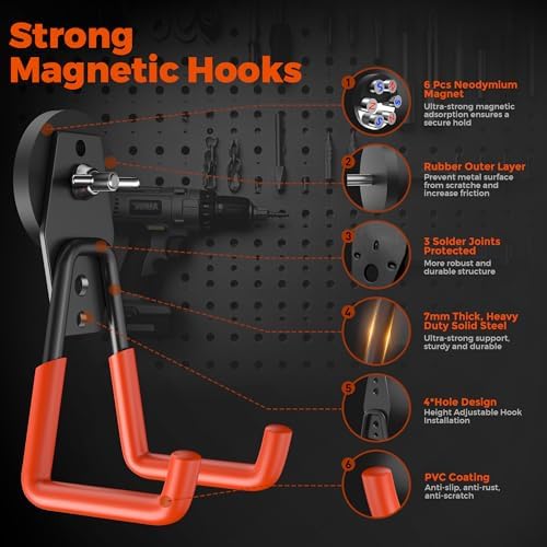 8 Pack Large Magnetic Hooks Heavy Duty, Strong Magnet Storage Hooks - Image 3