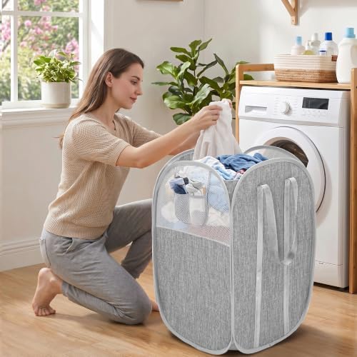 100L Large Collapsible Laundry Baskets, Tear-resistant Hampers - Image 2