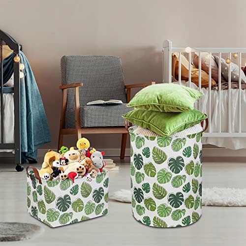 NTAOHAMPER Round Green Laundry Hamper, Jungle Themed Nursery Decor, Tropical - Image 5