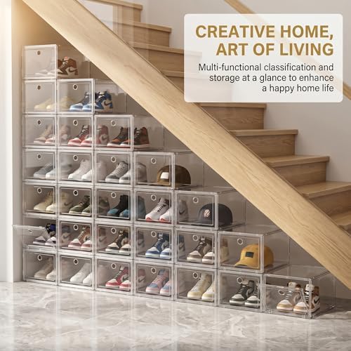 Clear Shoe Storage Boxes 9 Pack, Stackable Bins - Image 2