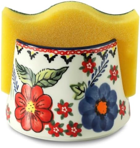 Sponge Holder for Kitchen Sink, Ceramic Dish Sponge Dish Rack Scrubby Caddy by Howise