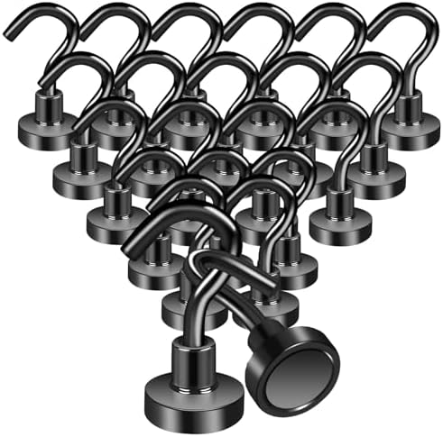22 Pack Black Magnetic Hook Heavy Duty, 25lbs Magnetic Hooks by Keukenket