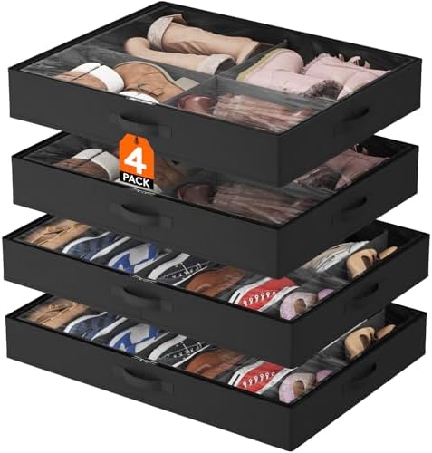 Lifewit Under Bed Shoe Storage Organizer 2 Pack, 4.3 Inches Profile Fabric by Lifewit