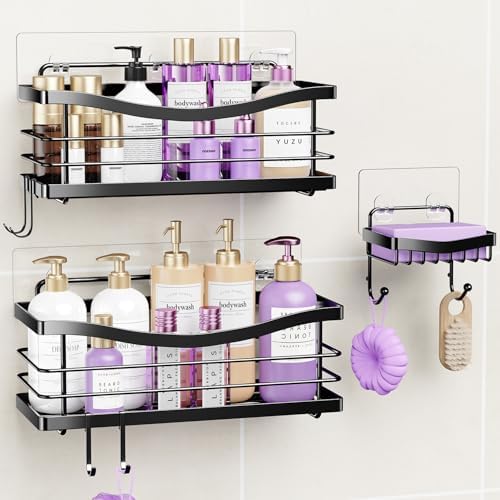 ODesign 3 Pack Adhesive Shower Caddy, Stainless Steel Shower Shelves by ODesign