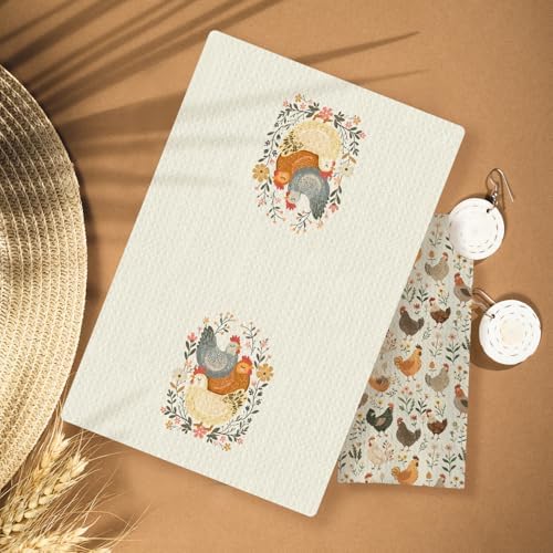 Farmhouse Chicken Rooster Kitchen Towels, Chicken Dish Towels, Rooster Decor - Image 2