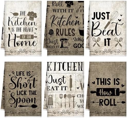 Bencailor 6 Pcs Retro Kitchen Towels Decorative Sets Farmhouse Dish Towels by Bencailor