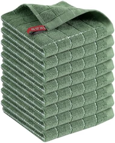 Kitinjoy 100% Cotton Terry Kitchen Dish Cloths, Grass Green by Kitinjoy