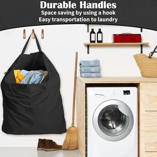Canvas Laundry Bag 40"W x35"H, Extra Large Heavy Duty Storage Bag XXL Black - Image 4