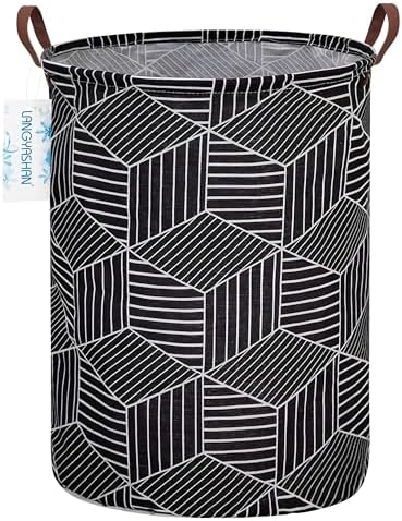 Round Laundry Basket Collapsible Storage Hamper Organizer Black diamond by LANGYASHAN