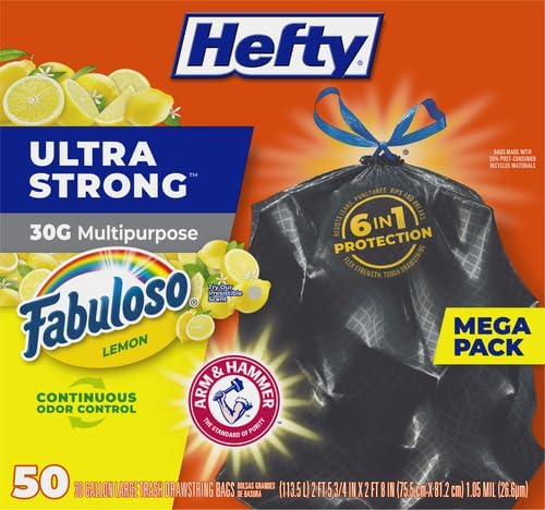 Hefty Ultra Strong 30 Gallon Trash Bags, Large Size, Break Resistant Drawstring - Image 2