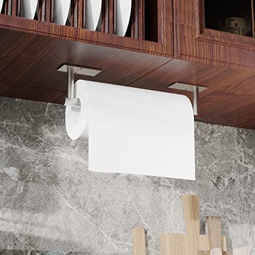 RUACQ Paper Towel Holder Under Cabinet, Wall Mounted or Adhesive Stainless - Image 3