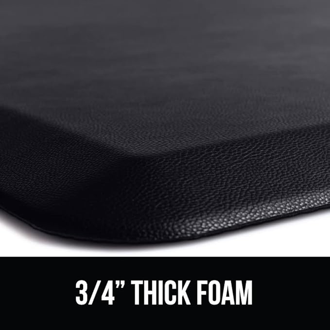 GORILLA GRIP Comfortable Cushioned Kitchen Mats for Floor, 70x24, Waterproof and Stain Resistant Soft Top, 3/4 Inch Thick Ergonomic Standing Desk Anti Fatigue Mat, Foam Supports Ankles and Feet, Black