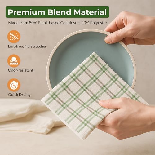 Swedish Dishcloths, Vintage Plant-Based Cellulose, 6.7x7.5 Inch, Super Absorbent - Image 3