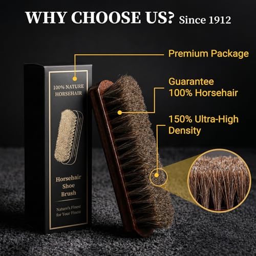 100% 7in Horsehair Shoe Brush Horse Hair Brush - Image 2