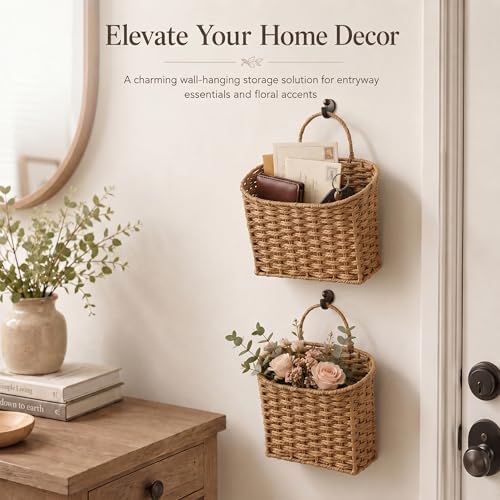 Coeusy Set of 2 Hanging Basket, Paper Rope Wall Basket - Image 6
