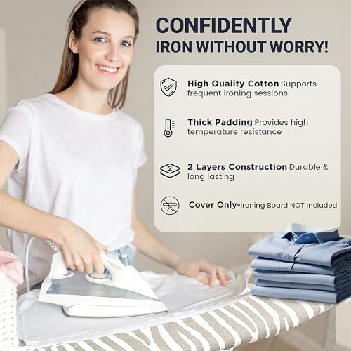 UniSimp Ironing Board Cover and Pad 18"x54" Extra Thick Natural Cotton - Image 6