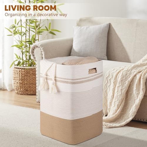 96L Extra Large Cotton Rope Laundry Basket - Image 5