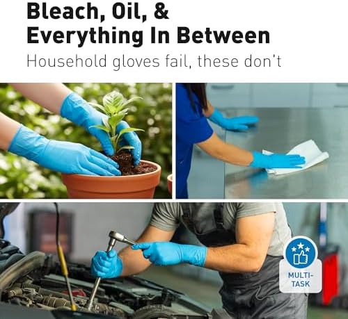 Raxwell 8.5 Mil Nitrile Gloves, Heavy Duty Cleaning Gloves, - Image 3