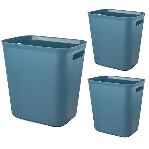UUJOLY Plastic Small Bathroom Trash Can, 3.5 Gallon, Bluish Green, 3 Pack | by UUJOLY