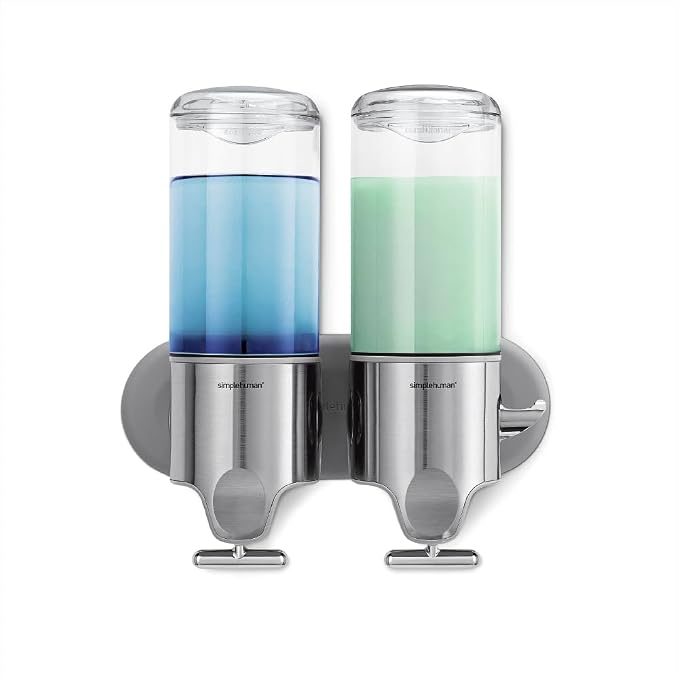 simplehuman Wall Mount Pumps, Twin 15 fl. oz. Shampoo & Soap Dispenser by Unknown