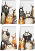 4 Pcs Cute Cat Kitchen Towels, Funny Cats Gifts Absorbent Hand Towels-07 by Jztco