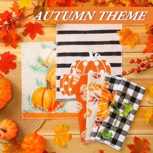 Mindsoft 36 Pcs Fall Reusable Paper Towels Rolls Washable Bulk Autumn Pumpkin - Image 2