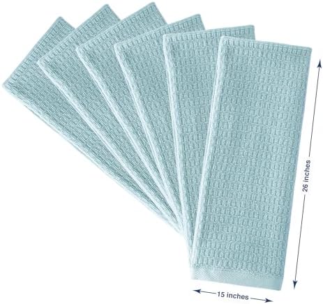 CRAFTSWORTH Cotton Kitchen Towels15 x 26" Solid Aqua Kitchen Hand Towels - Image 3