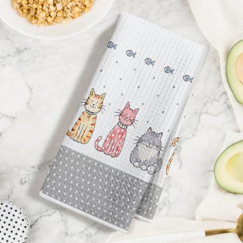 Jztco 2 Pcs Cute Cat Kitchen Towels, Cat Gifts Reusable Hand Towels - Image 3