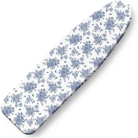 Ironing Board Cover and Pad, Thick Scorch Resistant Padding Blue Flowers Print by Unknown