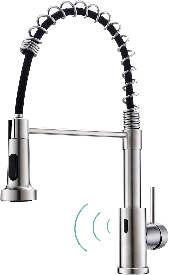 WEWE Touchless Kitchen Faucet, 2-Mode Sprayer, Brushed Nickel, Pull-Down | by WEWE