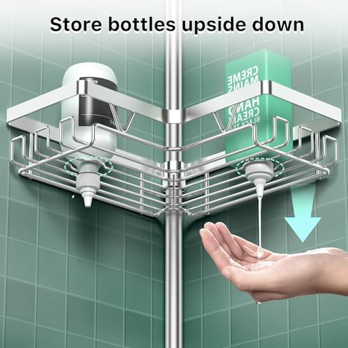 DAOYA Corner Shower Caddy Tension Pole 4 Tier Shower Caddy Organizer Silver - Image 5