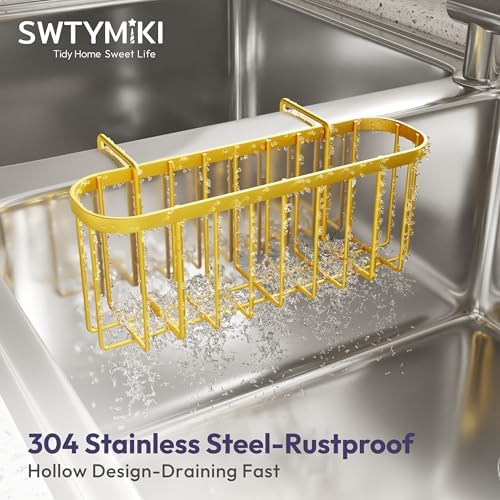 SWTYMIKI Sponge Holder for Kitchen Sink, Kitchen Sink Caddy Rustproof Sponge - Image 4