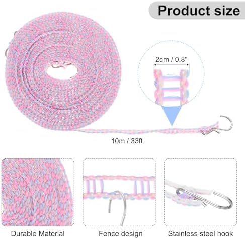 uxcell Windproof Clothesline, 10M 33ft Plastic Non-Slip Clothes Drying Rope - Image 2