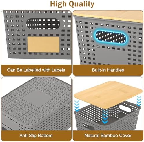 Stackable Storage Baskets: 8 Pack Plastic Baskets Bins - Image 3